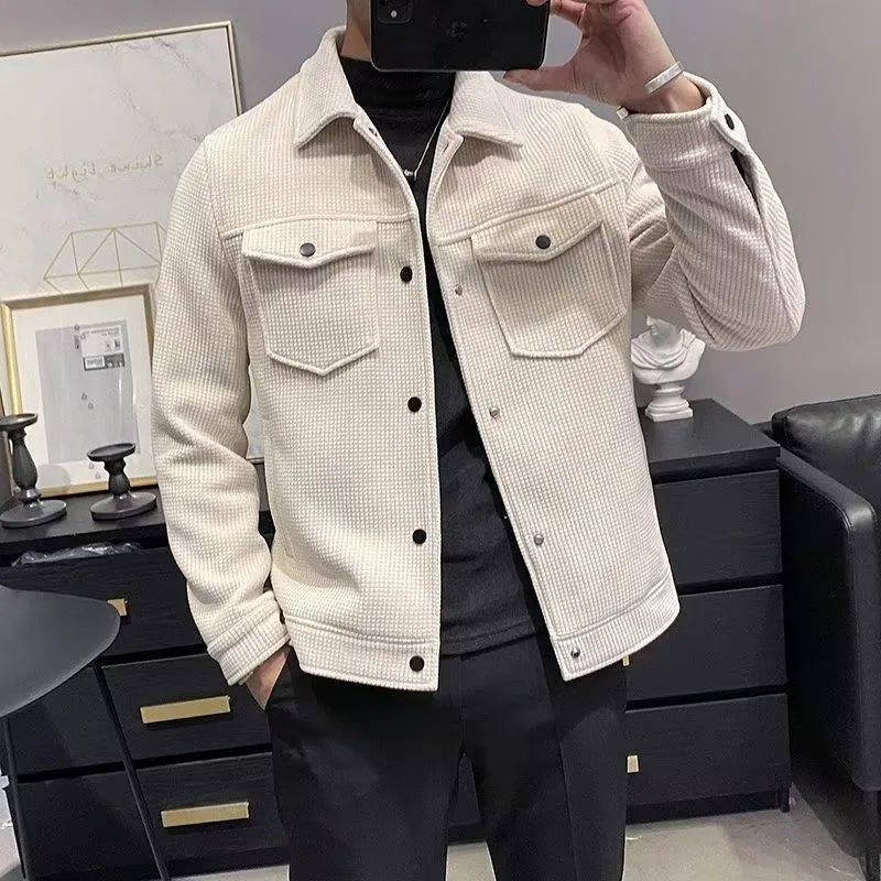 Advbridge men fall outfits casual Winter Woolen Coat Men's Short Lapel Autumn and Winter New Fashion Brand Light Mature Men's Woolen Jacket