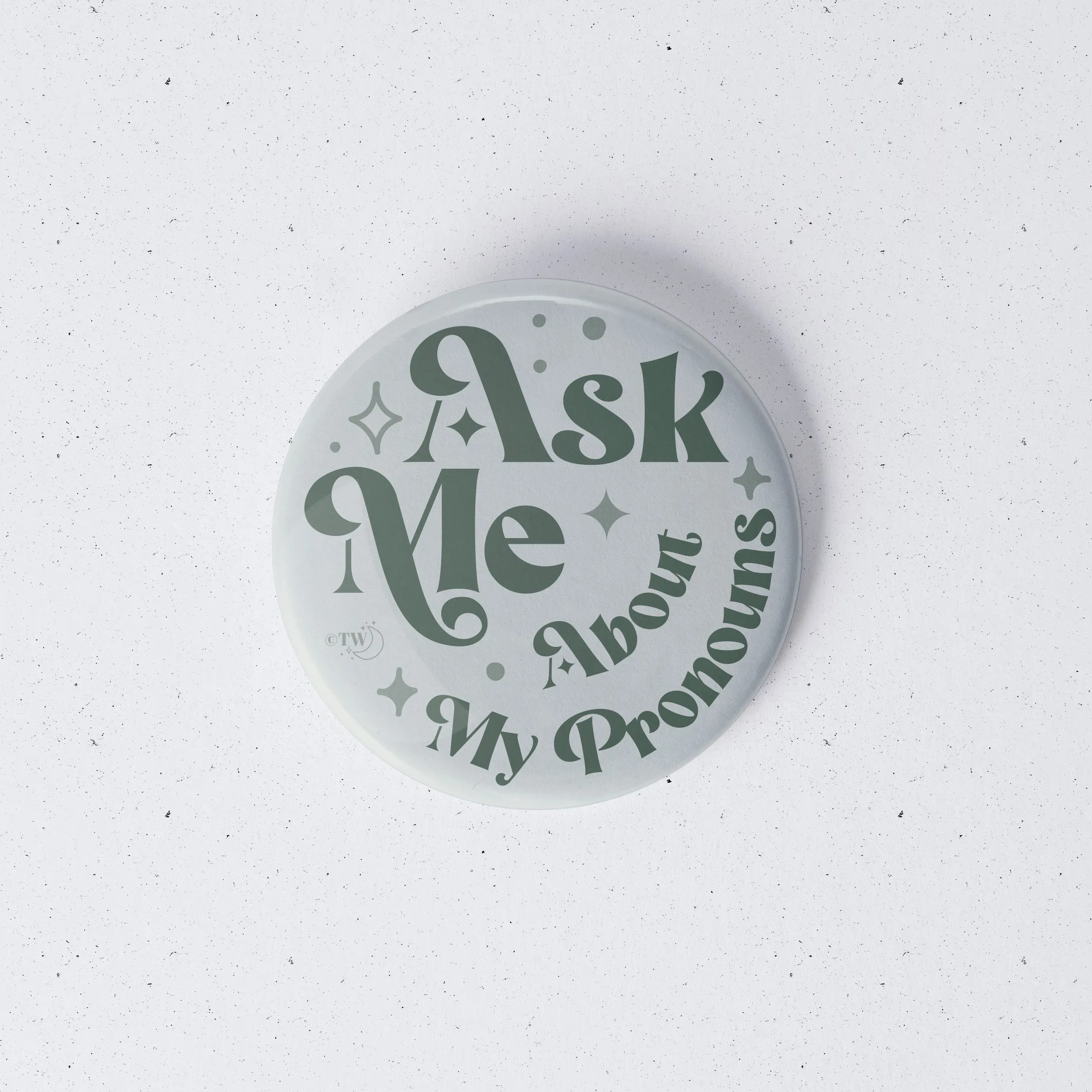 Ask Me About My Pronouns Retro Stars 1" Mini Button Pin