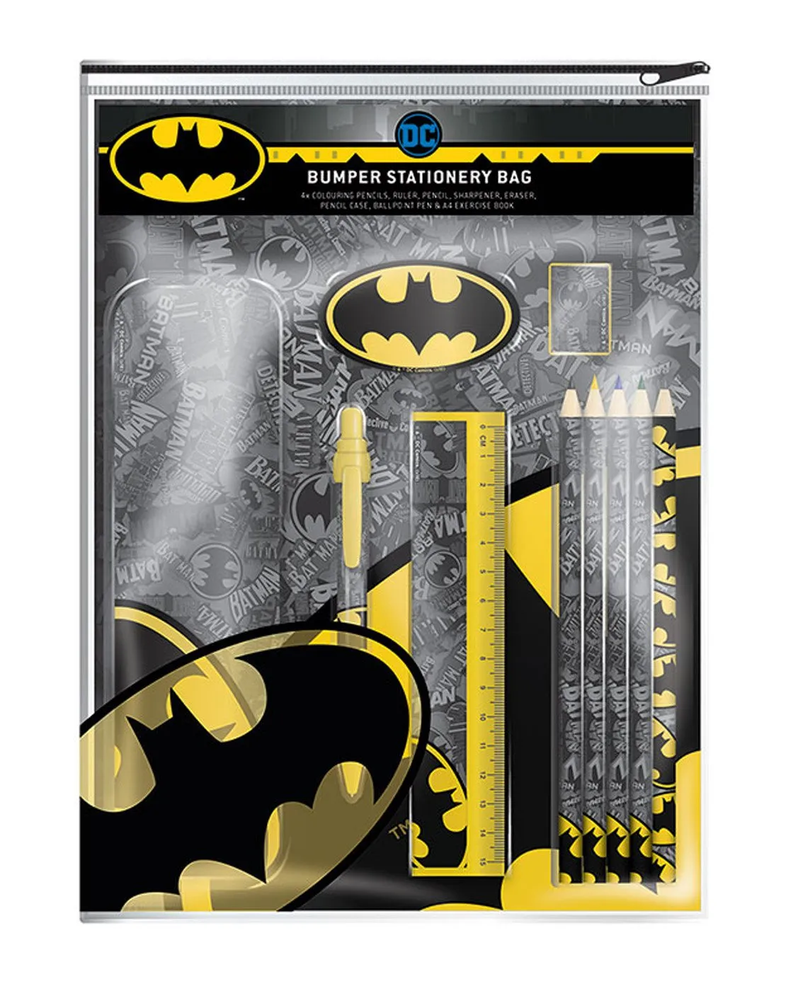 Batman Logo Strike Bumper Back to School Kids Stationery Sets