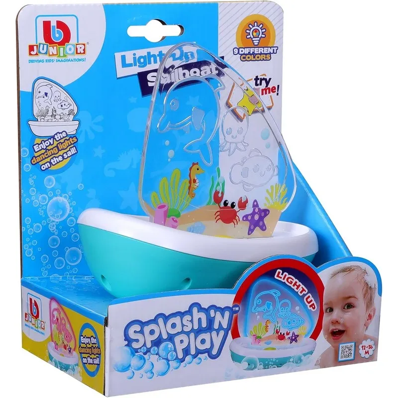 BB Junior Splash N Play Light Up Sailboat Toy Blue & White