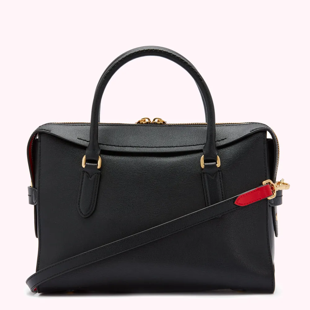 BLACK LEATHER MEDIUM DYLAN HANDBAG