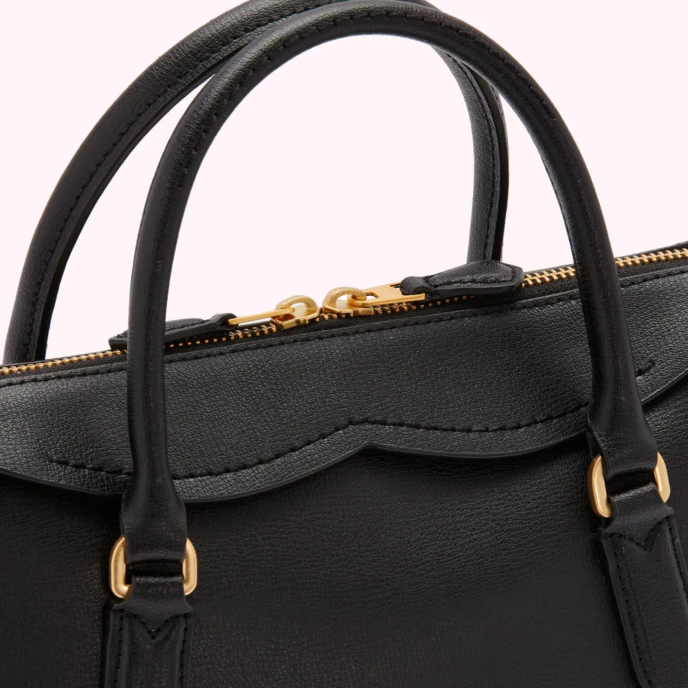 BLACK LEATHER MEDIUM DYLAN HANDBAG