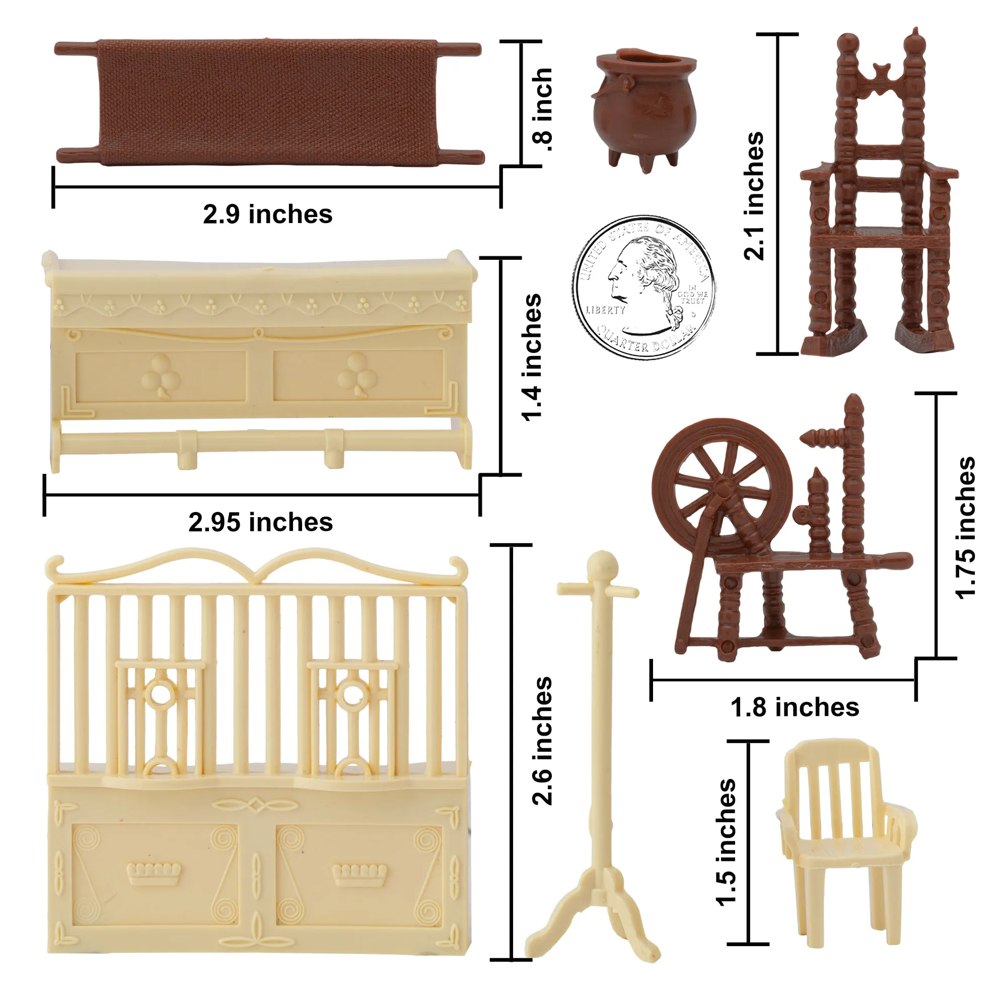 BMC Classic Marx Antique Furniture - 40pc Dollhouse Plastic Playset Accessories