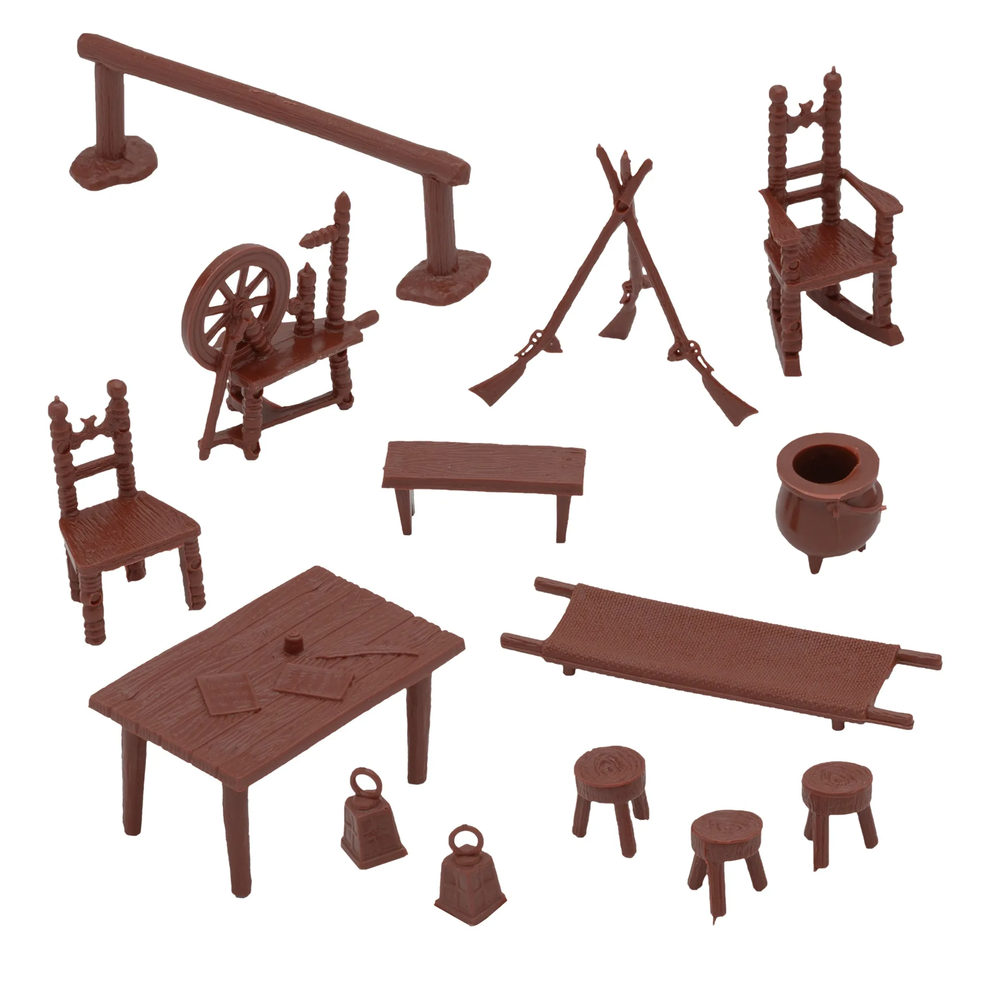 BMC Classic Marx Antique Furniture - 40pc Dollhouse Plastic Playset Accessories