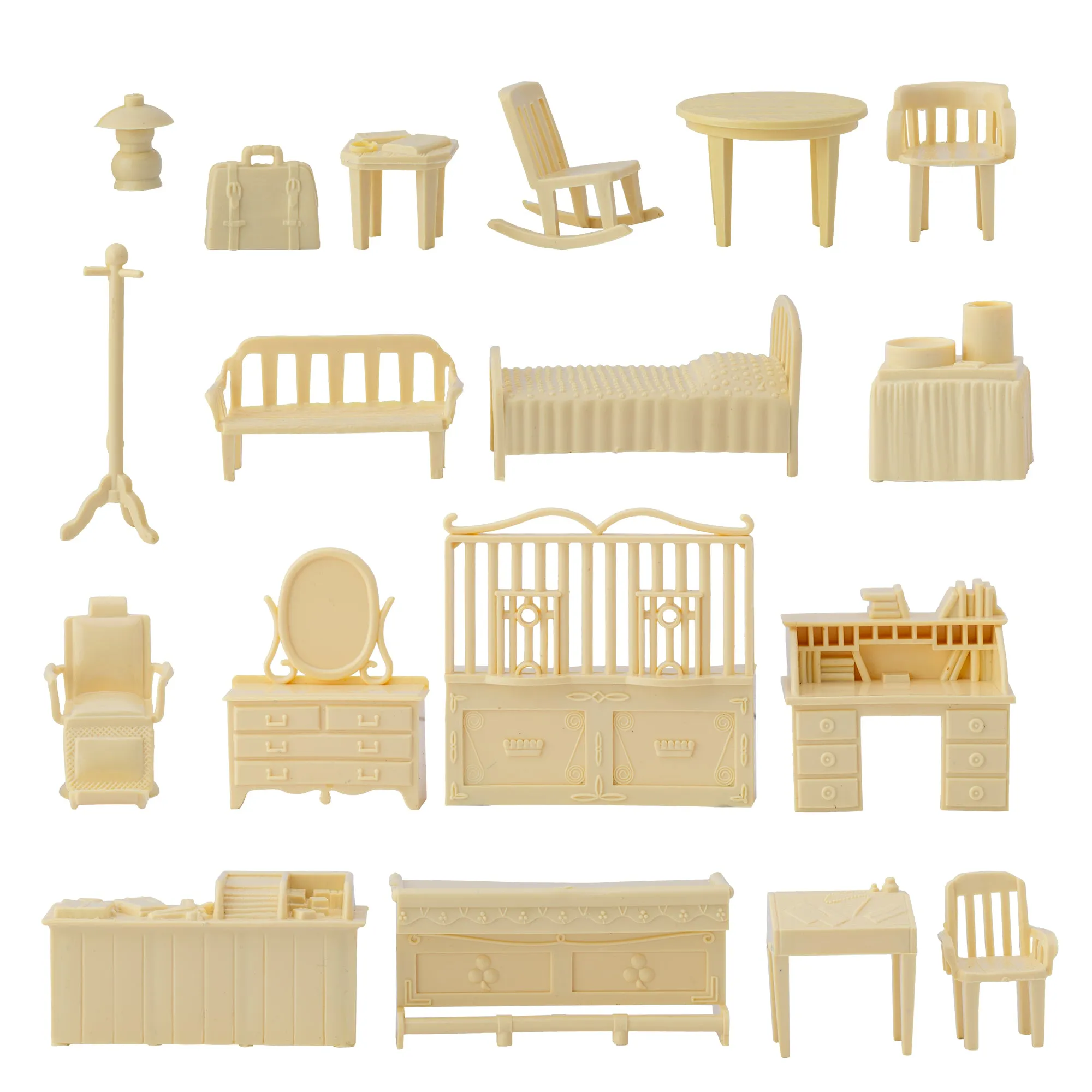 BMC Classic Marx Antique Furniture - 40pc Dollhouse Plastic Playset Accessories