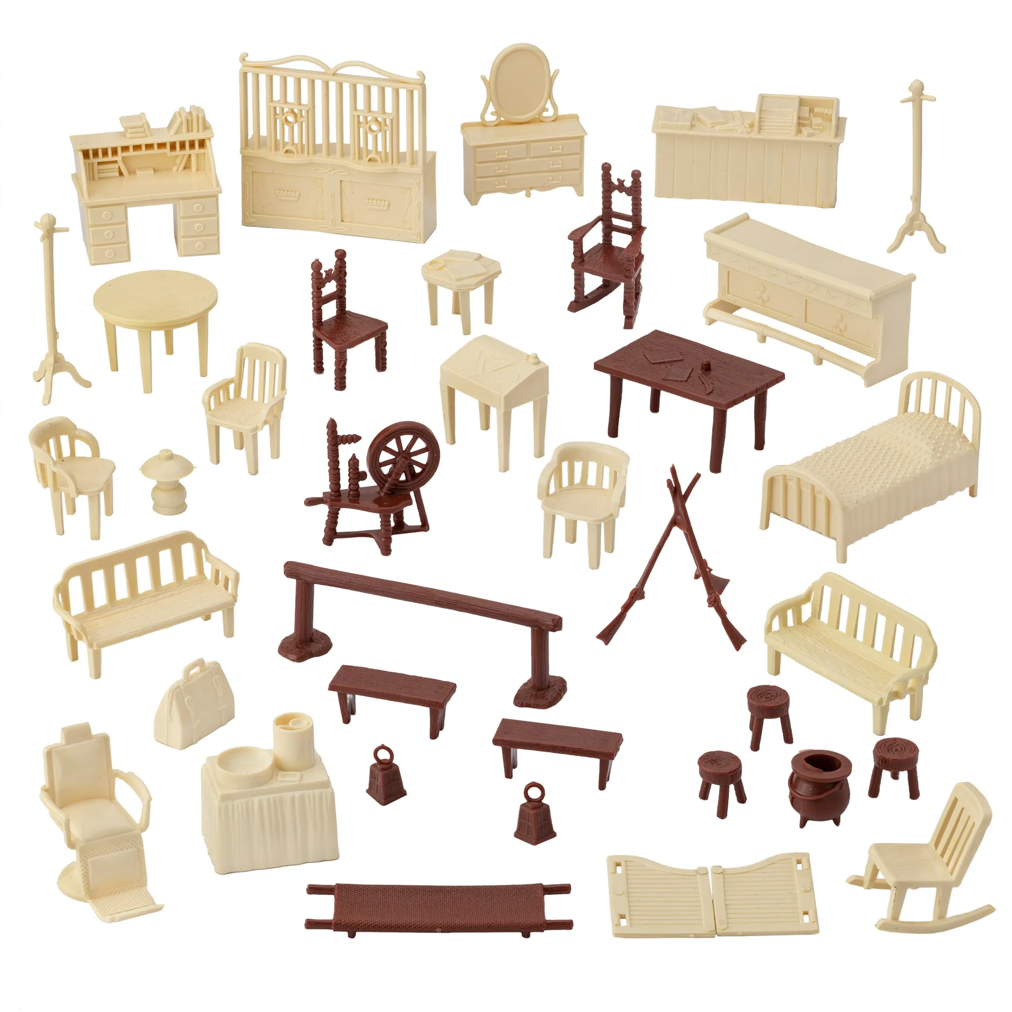 BMC Classic Marx Antique Furniture - 40pc Dollhouse Plastic Playset Accessories