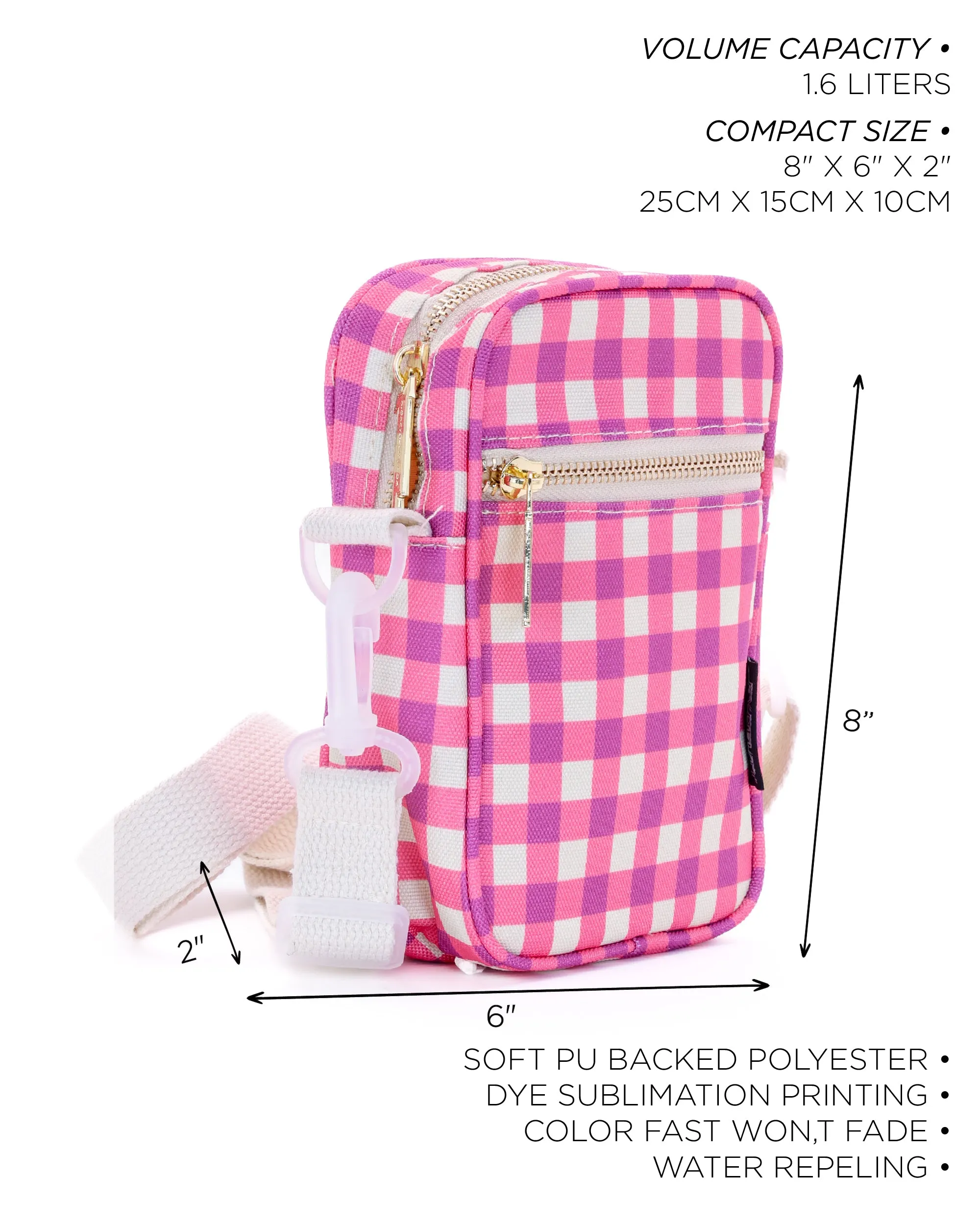 Brick Bag | Mini Crossbody | Recycled RPET | Gingham Pink