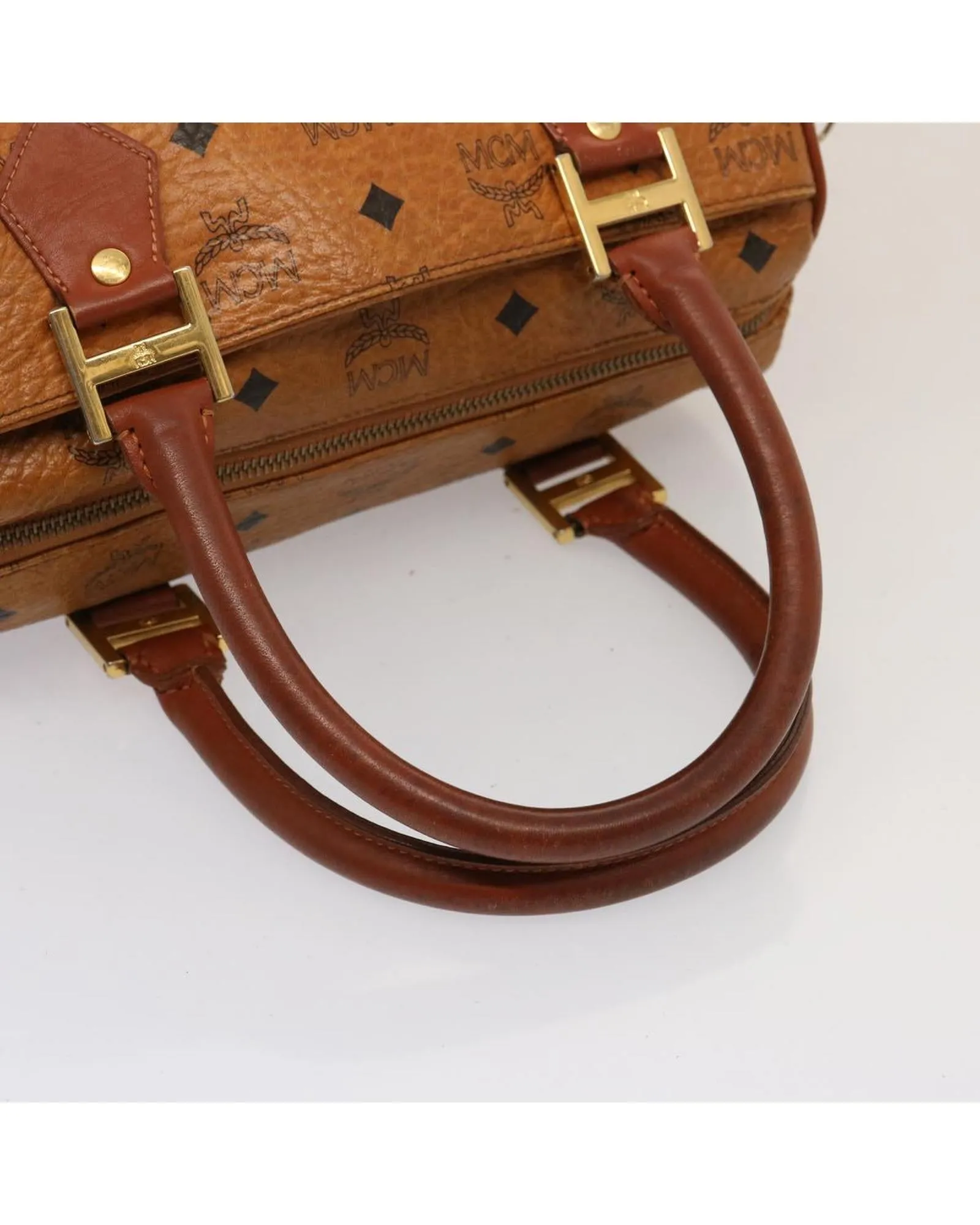 Brown PVC Leather Boston Bag with Shoulder Strap - Rank C (SKU: bs14467)