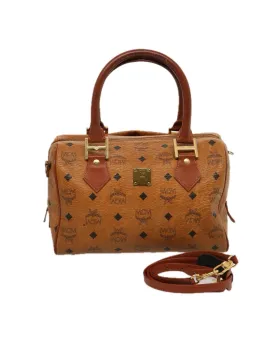 Brown PVC Leather Boston Bag with Shoulder Strap - Rank C (SKU: bs14467)