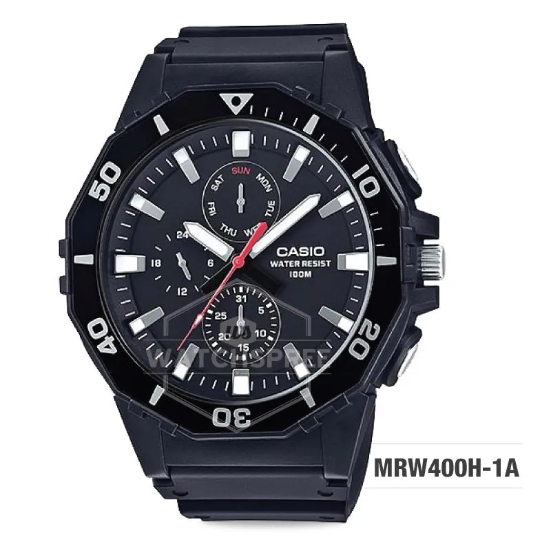 Casio Men's Diver Style Black Resin Band Watch MRW400H-1A