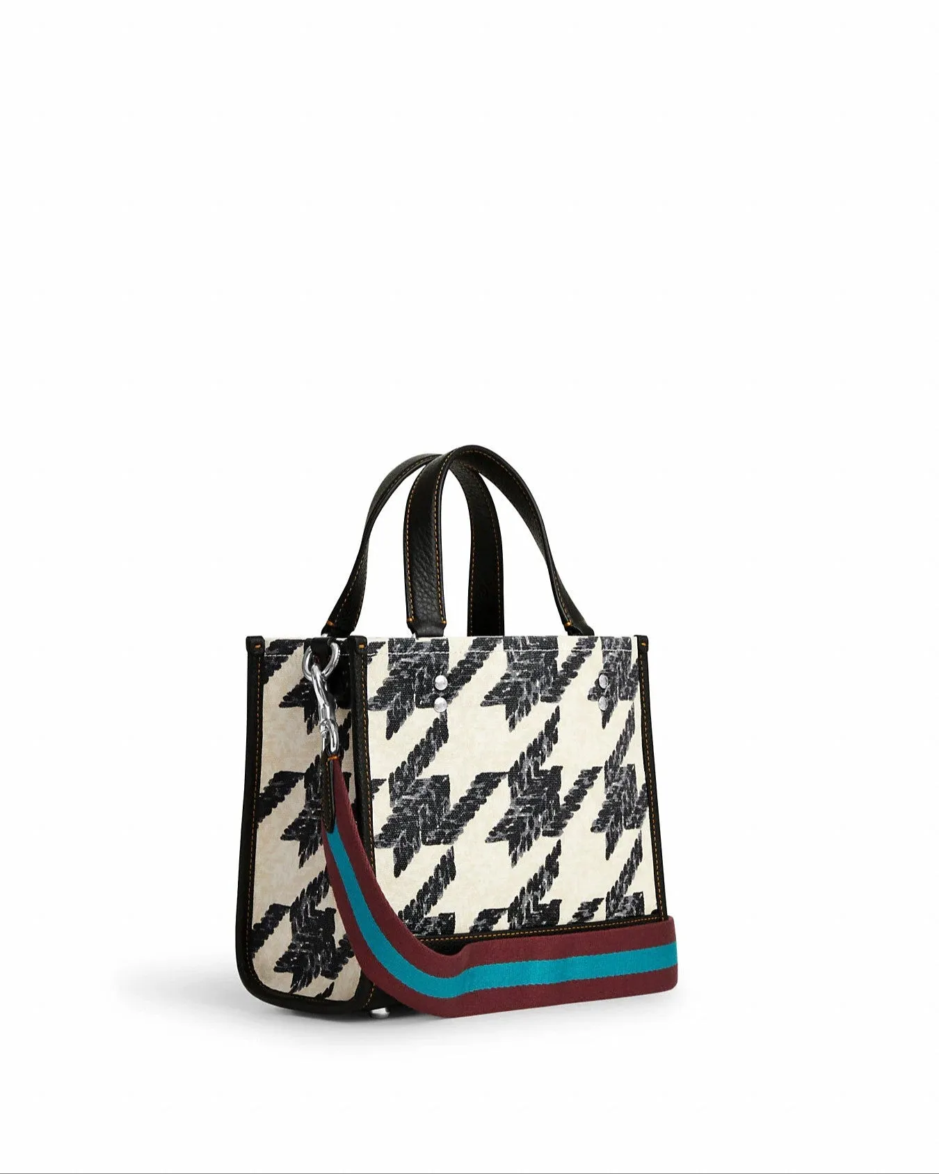 Coach Dempsey Tote 22 With Houndstooth Print And Patch