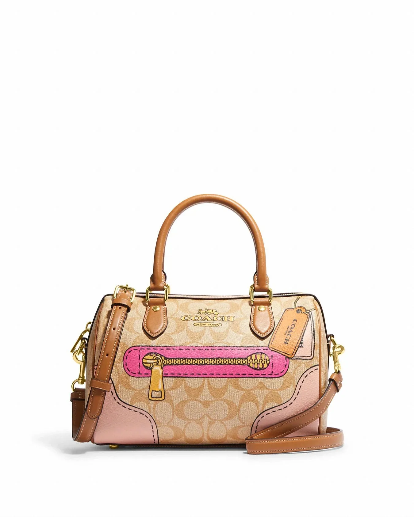 Coach Rowan Satchel In Signature Canvas With Trompe L'oeil Print