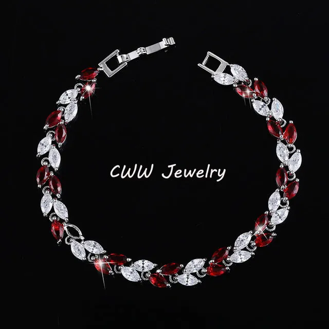 CWWZircons New Trendy 2017 Unique Zirconia Jewelry Silver Color Leaf Charm CZ Crystal Female Bracelets Bangles For Women CB060