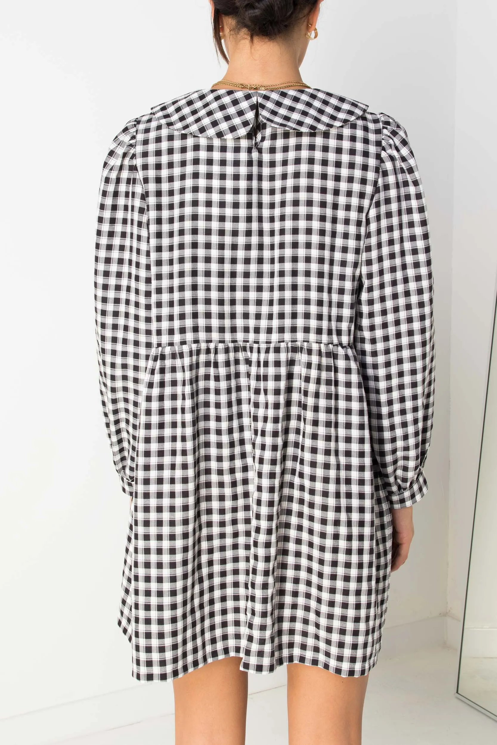 Daisy Street Smock Style Dress in Black and White Gingham