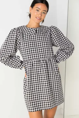 Daisy Street Smock Style Dress in Black and White Gingham