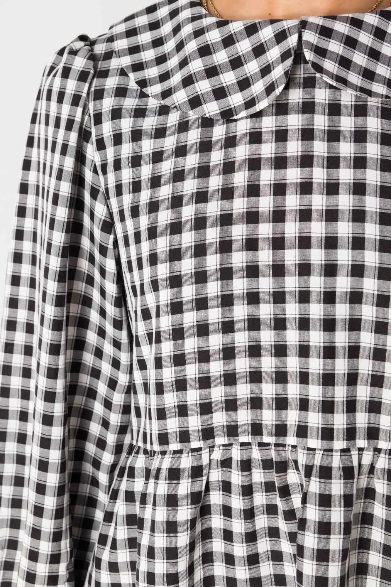 Daisy Street Smock Style Dress in Black and White Gingham