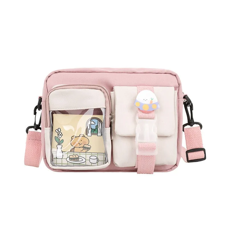 deanwangkt  Japanse Style Kawaii Bag Girls Student Small Nylon Bag Mutipockets Transparent Crossbody Bags Women New Shoulder Bag Bolsa Mujer