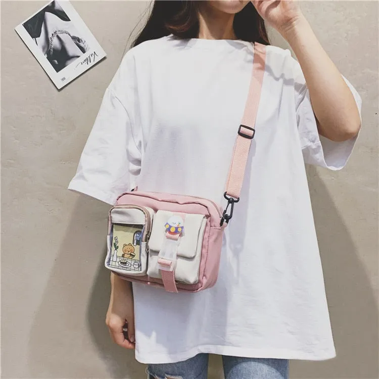 deanwangkt  Japanse Style Kawaii Bag Girls Student Small Nylon Bag Mutipockets Transparent Crossbody Bags Women New Shoulder Bag Bolsa Mujer