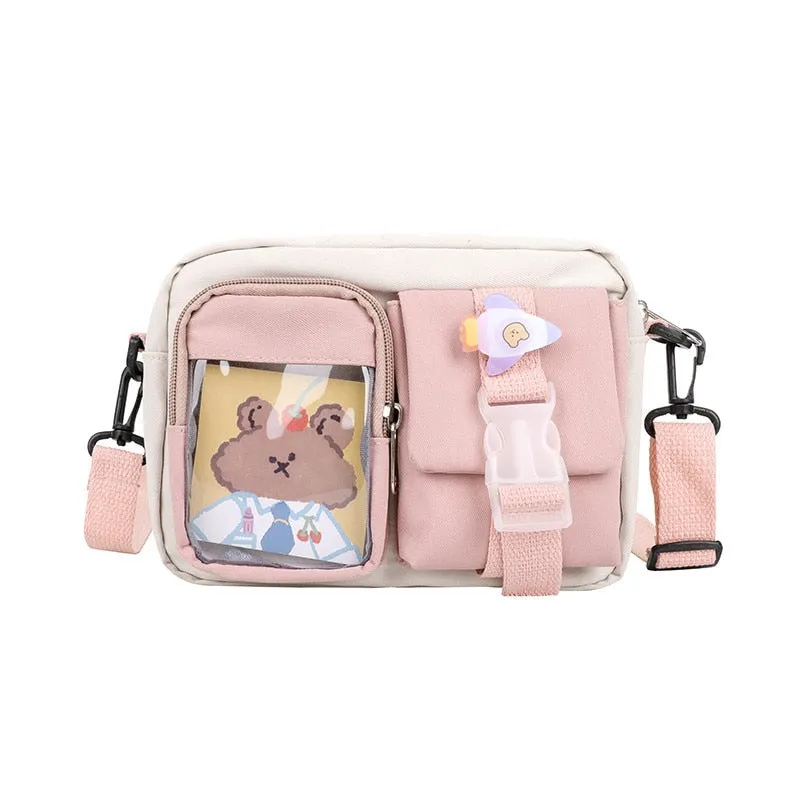 deanwangkt  Japanse Style Kawaii Bag Girls Student Small Nylon Bag Mutipockets Transparent Crossbody Bags Women New Shoulder Bag Bolsa Mujer