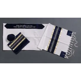 Deep Blue Men's Wool Tallit, Bar Mitzvah Tallit, Tzitzit Wedding Tallit, Tzitzit Jewish Prayer Shawl