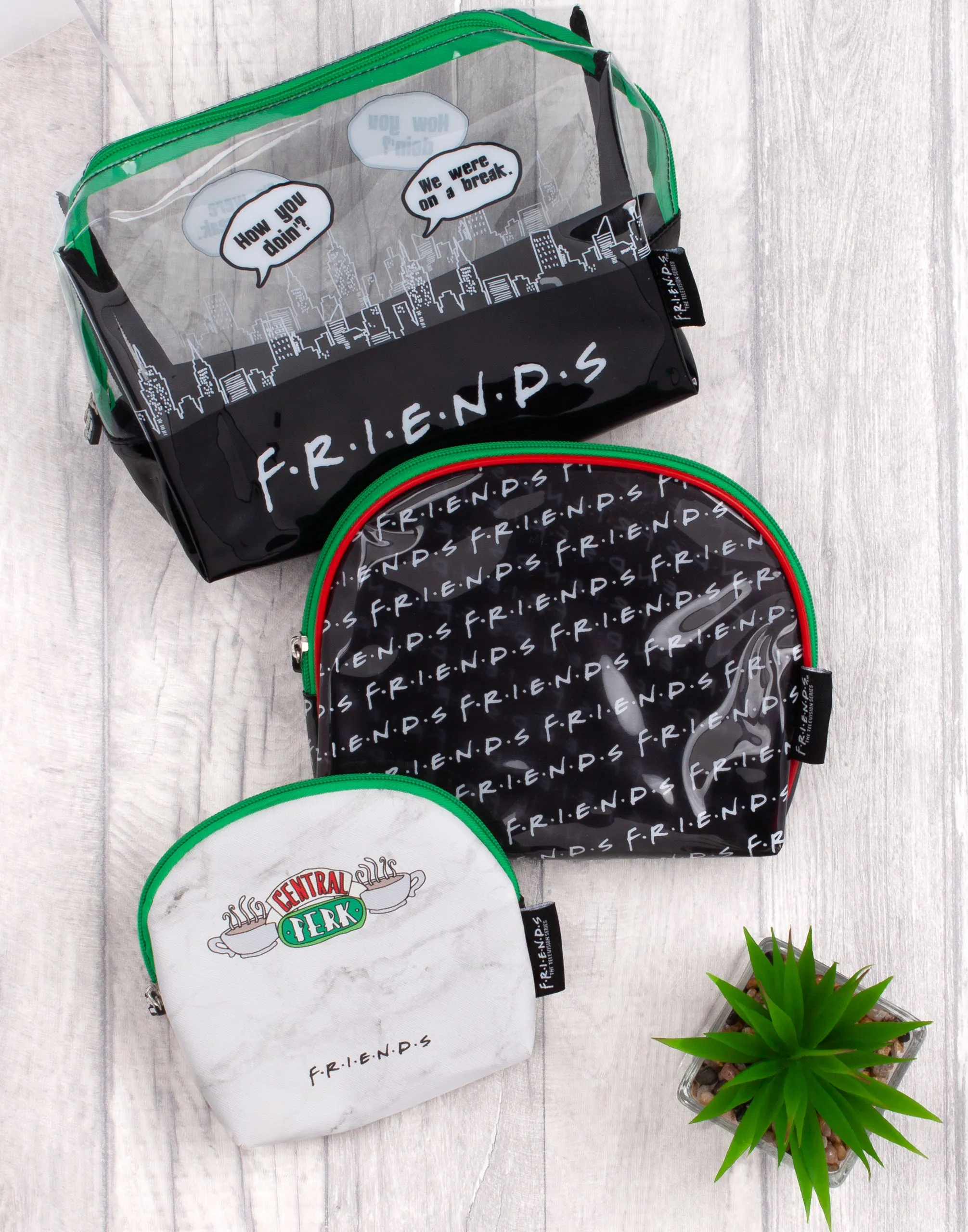 Friends Logo Central Perk Graphic Womens Black Makeup Bag