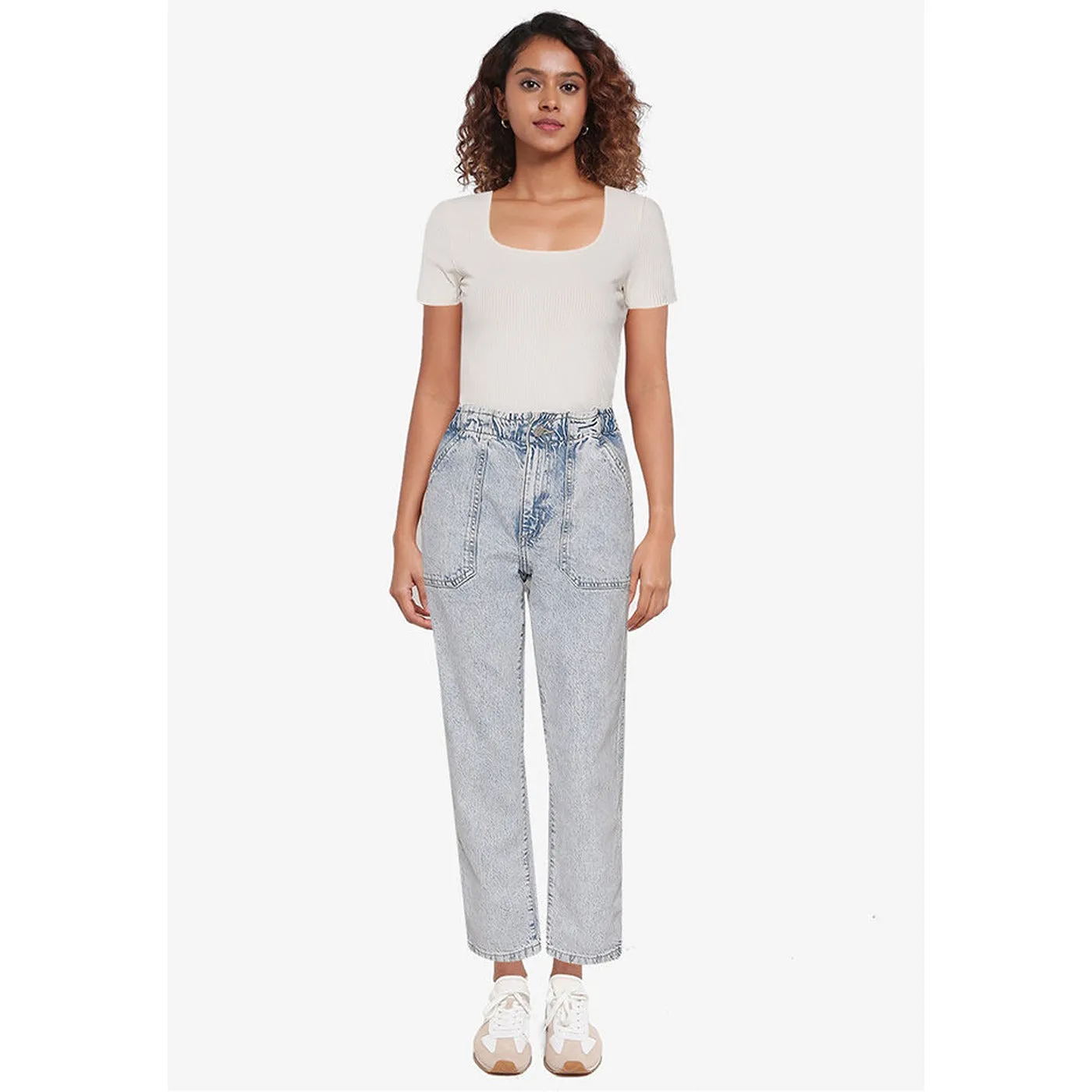 GP High Rise Paper Bag Light Wash Jeans