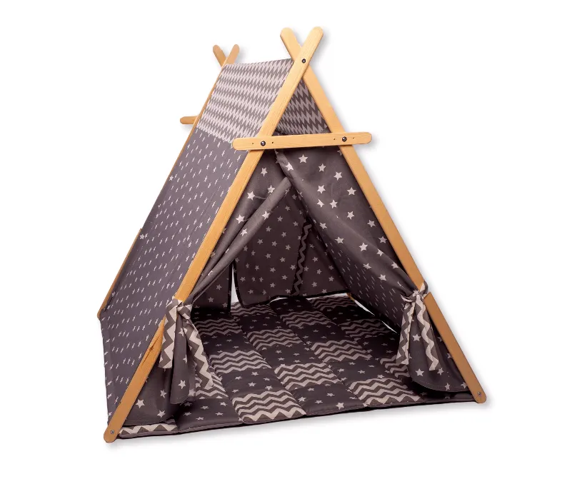 Gray Stars Play Tent And Play Mat