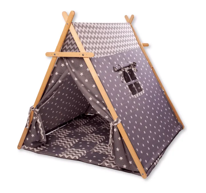 Gray Stars Play Tent And Play Mat