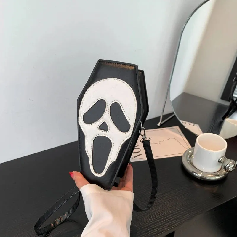 Halloween Novelty Small Gothic Coffin Shape Tote Bag