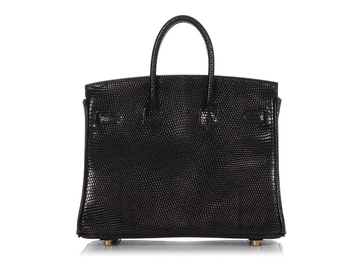 Hermès Black Shiny Lizard Birkin 25