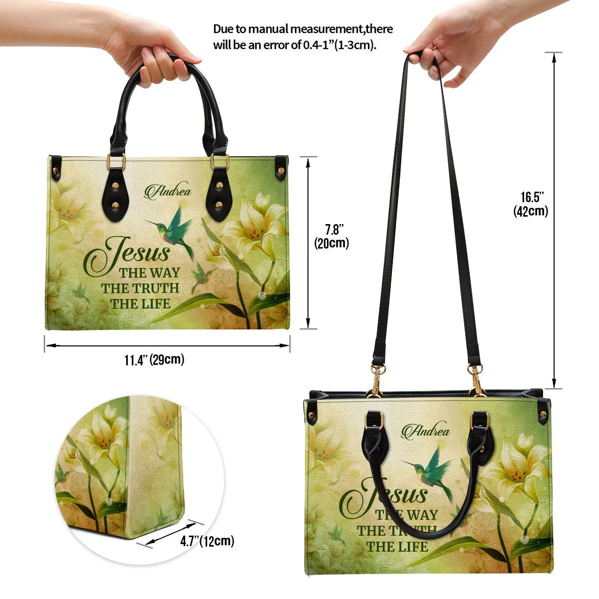 Jesus The Way The Truth The Life Personalized Leather Bag For Women - Religious Gifts For Women