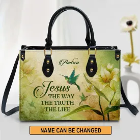 Jesus The Way The Truth The Life Personalized Leather Bag For Women - Religious Gifts For Women