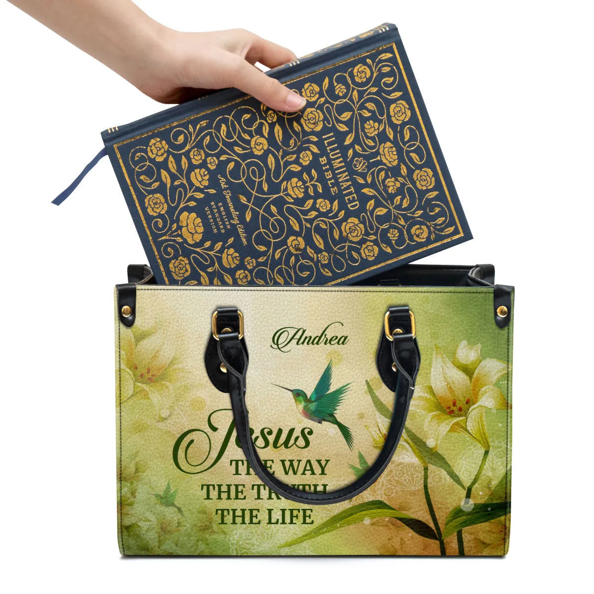 Jesus The Way The Truth The Life Personalized Leather Bag For Women - Religious Gifts For Women