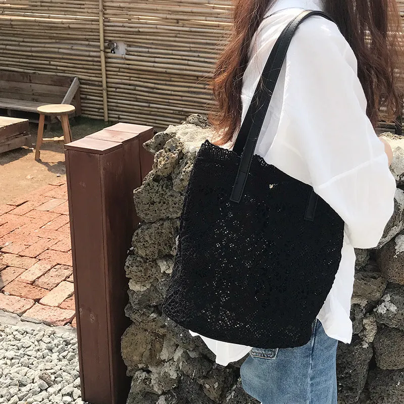 Korean Style New Summer Korean Style Lace Bucket Cloth Bag Women's Bag Women's Handbag Women's Beach Bag One Piece Dropshipping