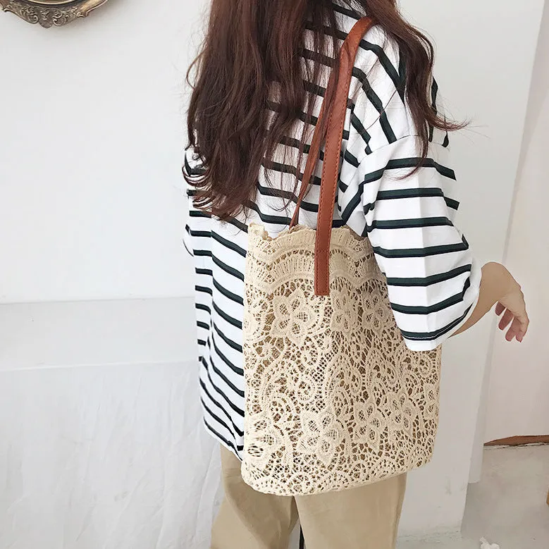 Korean Style New Summer Korean Style Lace Bucket Cloth Bag Women's Bag Women's Handbag Women's Beach Bag One Piece Dropshipping