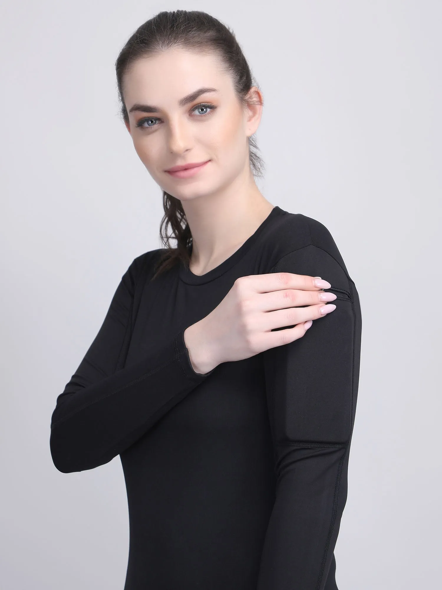 Long sleeve women gym compression top