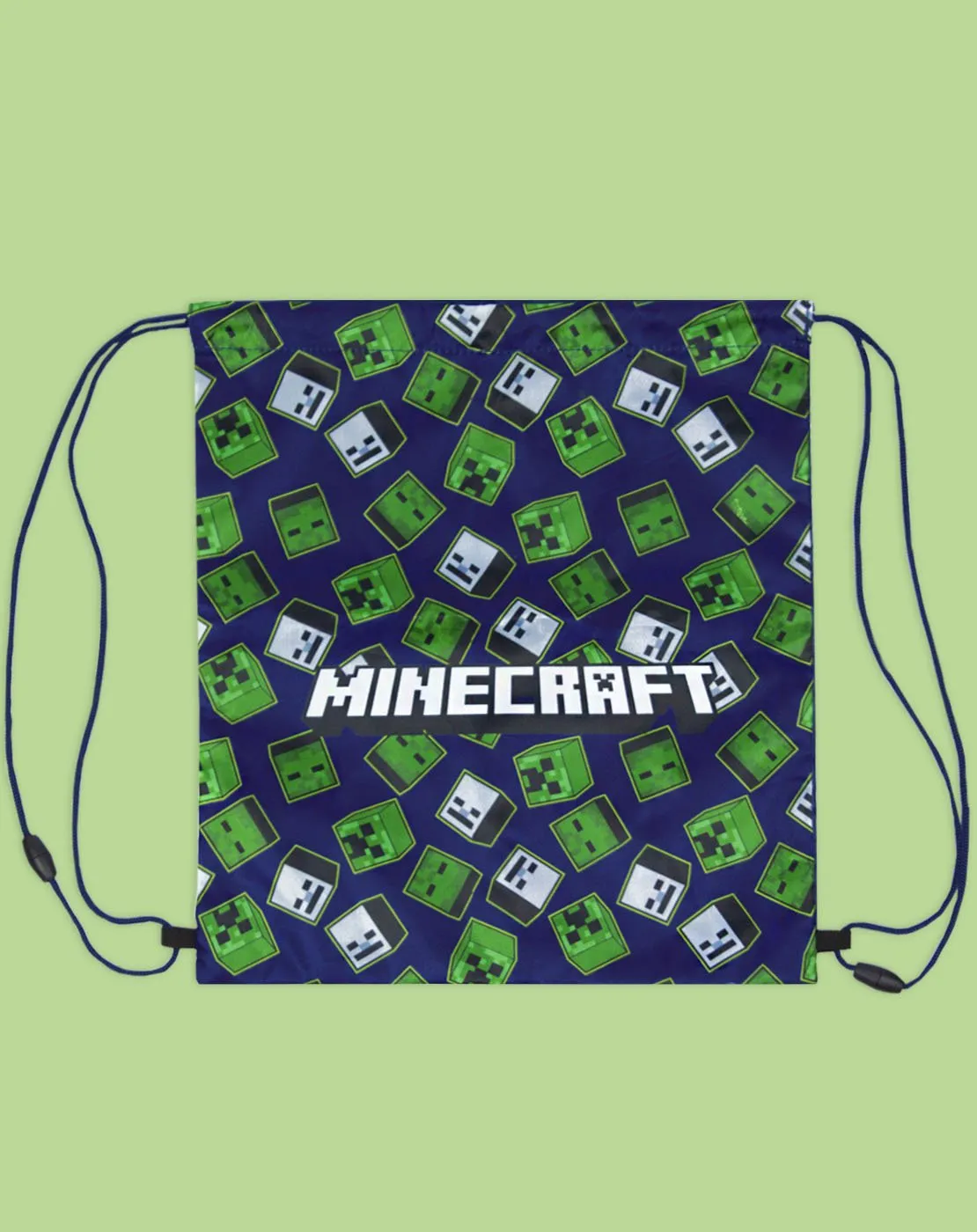 Minecraft Creeper Zombie Skeleton All Over Print Drawstring Swim Bag - Blue