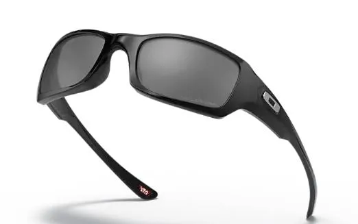 Oakley Mens Fives Squared Polished Black Frame - Black Iridium Lens - Polarized Sunglasses