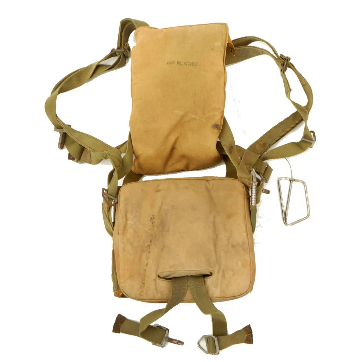 Original U.S. WWII Korean War Army Navy Marine Corps Liaison Pilot AN-6510 Seat Parachute Harness by Severin MFG. Co. - Dated January 1943