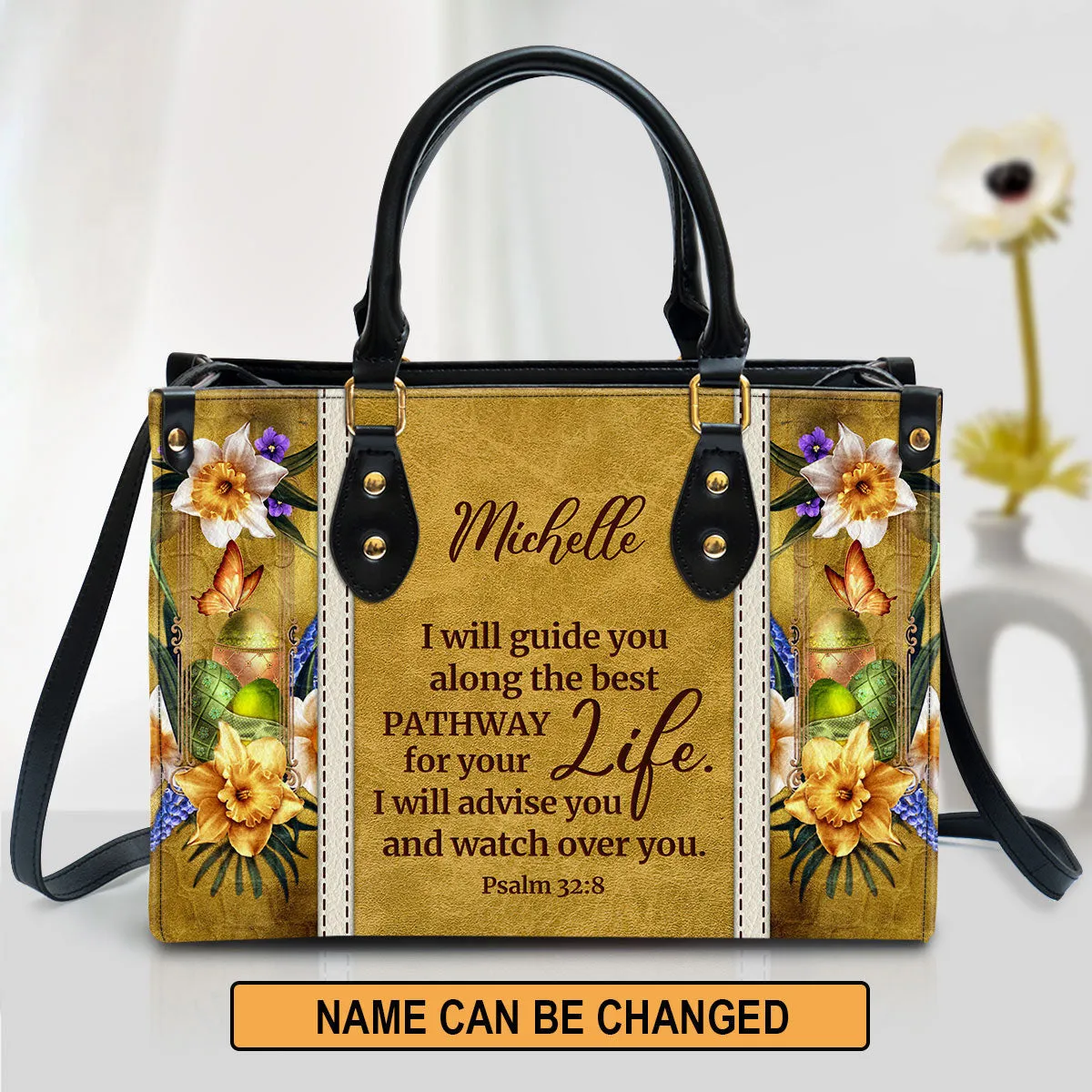 Personalized I Will Advise You And Watch Over You Unique Christian Leather Bag - Christian Pu Leather Bags For Women