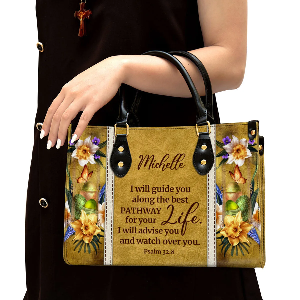 Personalized I Will Advise You And Watch Over You Unique Christian Leather Bag - Christian Pu Leather Bags For Women