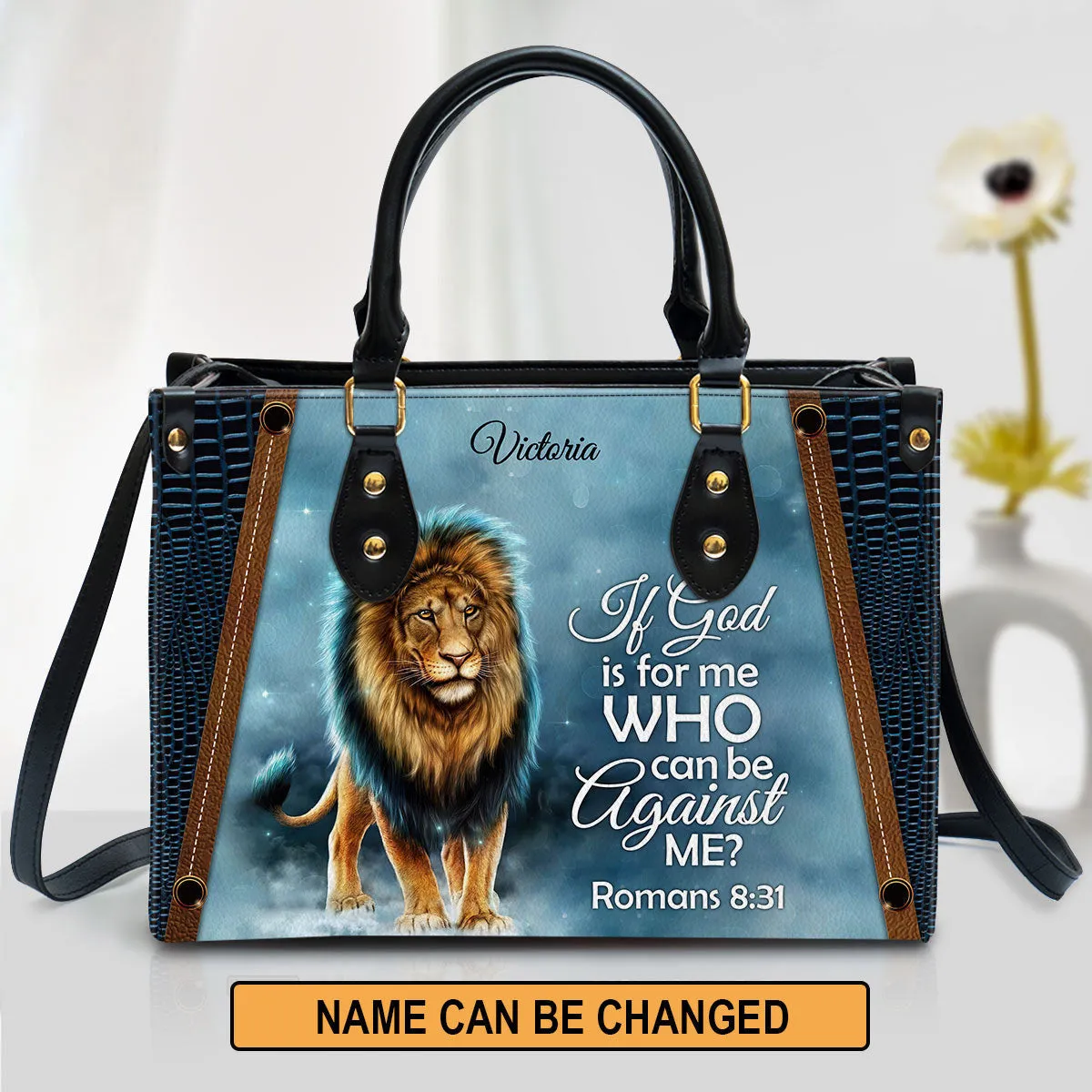 Personalized If God Is For Me Who Can Be Against Me Leather Bag - Christian Pu Leather Bags For Women