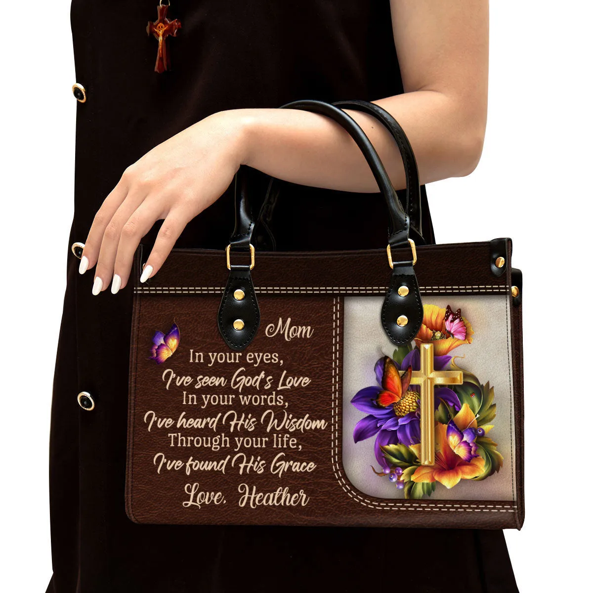 Personalized Leather Bag For Women - In Your Eyes I‘ve Seen God’s Love Leather Bag Leather Bag - Christian Gifts for Women