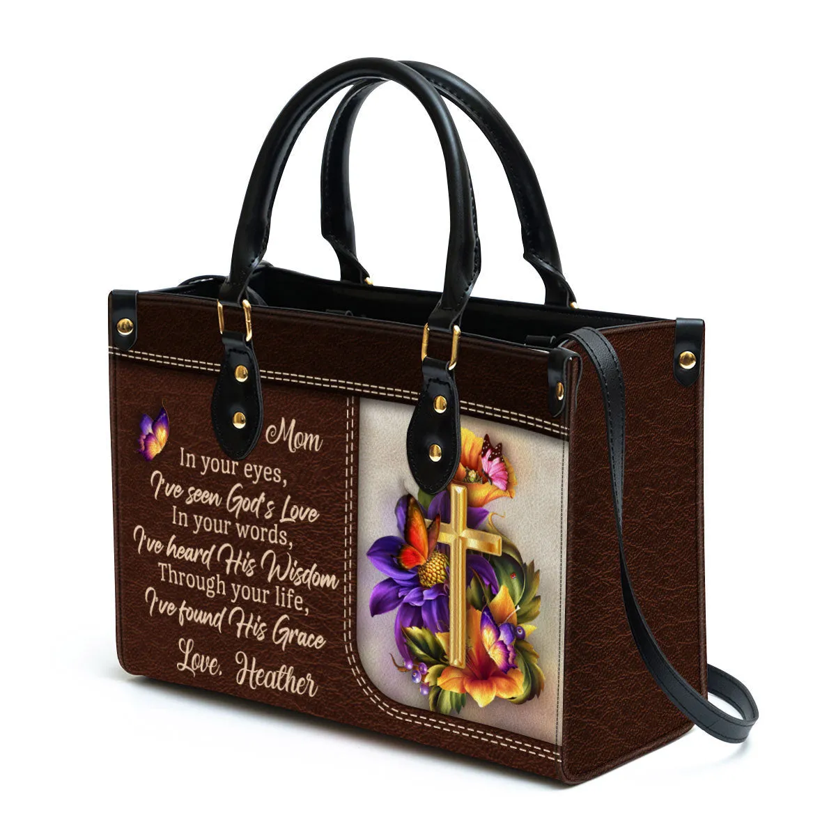 Personalized Leather Bag For Women - In Your Eyes I‘ve Seen God’s Love Leather Bag Leather Bag - Christian Gifts for Women