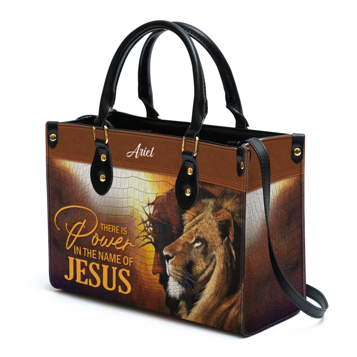 Personalized Leather Bag For Women - There Is Power In The Name Of Jesus Leather Bag Leather Bag - Christian Gifts for Women