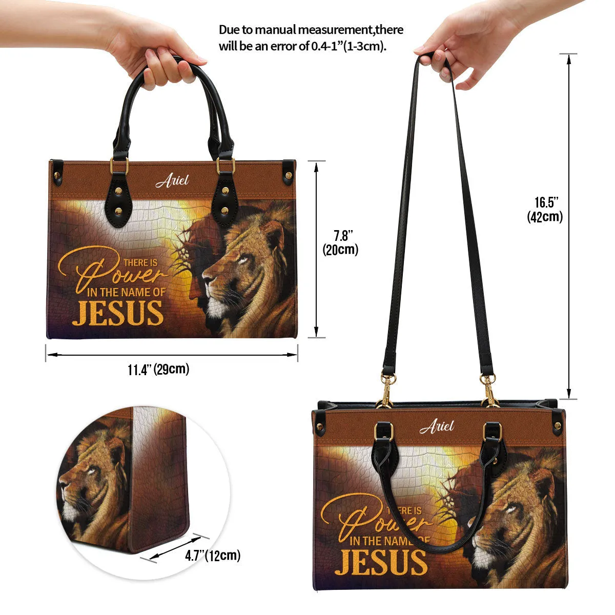 Personalized Leather Bag For Women - There Is Power In The Name Of Jesus Leather Bag Leather Bag - Christian Gifts for Women