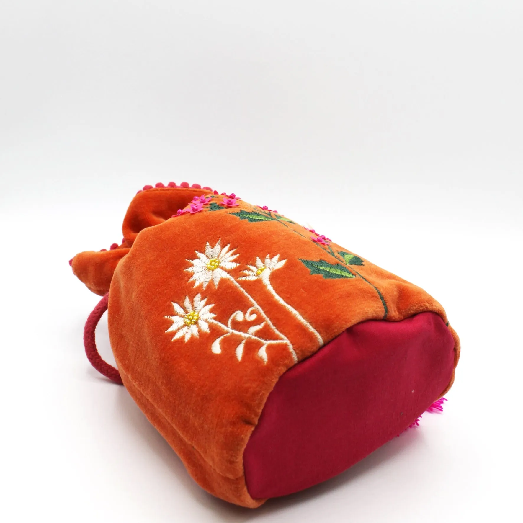 Posy Orange Drawstring Pouch Bag