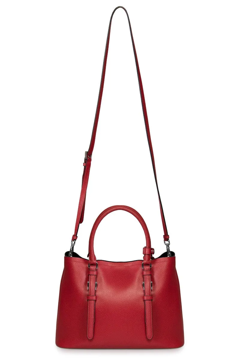 Prada Double Tote Leather Bag 1BG883 F068Z | Red/Fuoco | Small