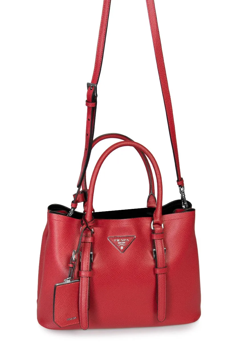 Prada Double Tote Leather Bag 1BG883 F068Z | Red/Fuoco | Small