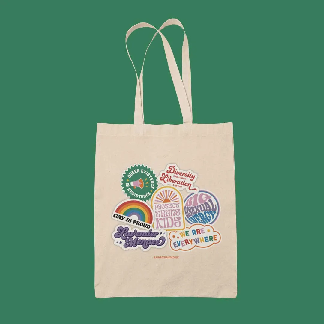 Queer Retro Badges Tote Bag